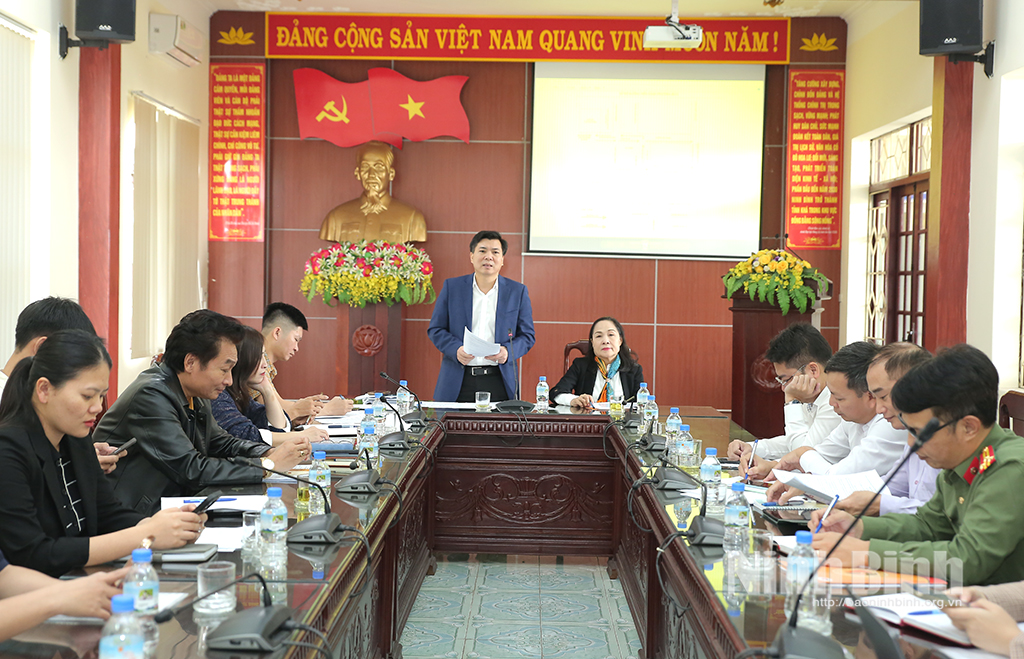 Lãnh đạo Sở Văn hóa và Thể thao Ninh Bình phát biểu tại hội nghị.