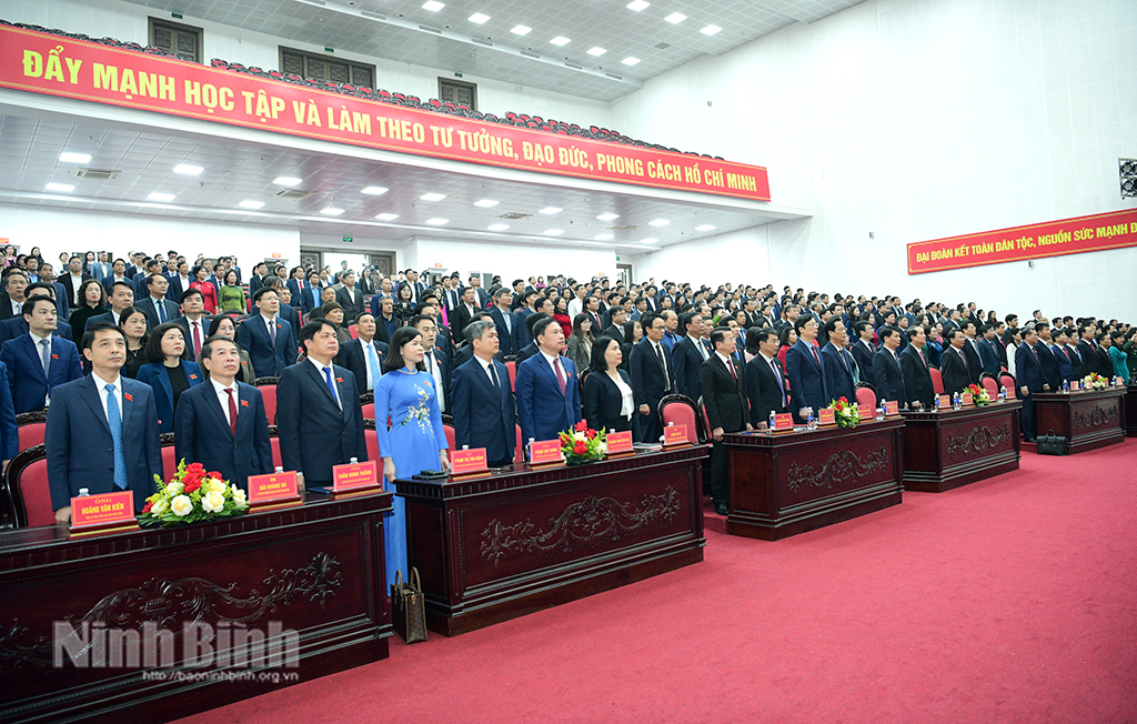 Các đại biểu dự Kỳ họp thực hiện nghi thức chào cờ.