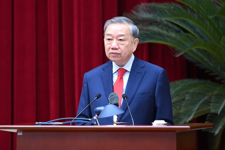 Tổng Bí thư Tô Lâm phát biểu khai mạc hội nghị. (Ảnh: ĐĂNG KHOA)