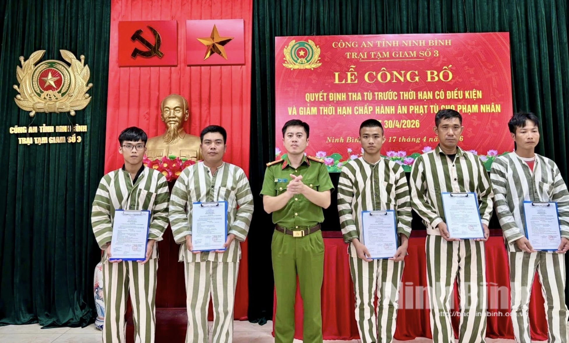 Công an tỉnh công bố Quyết định giảm thời hạn chấp hành án phạt tù dịp 30/4/2026.