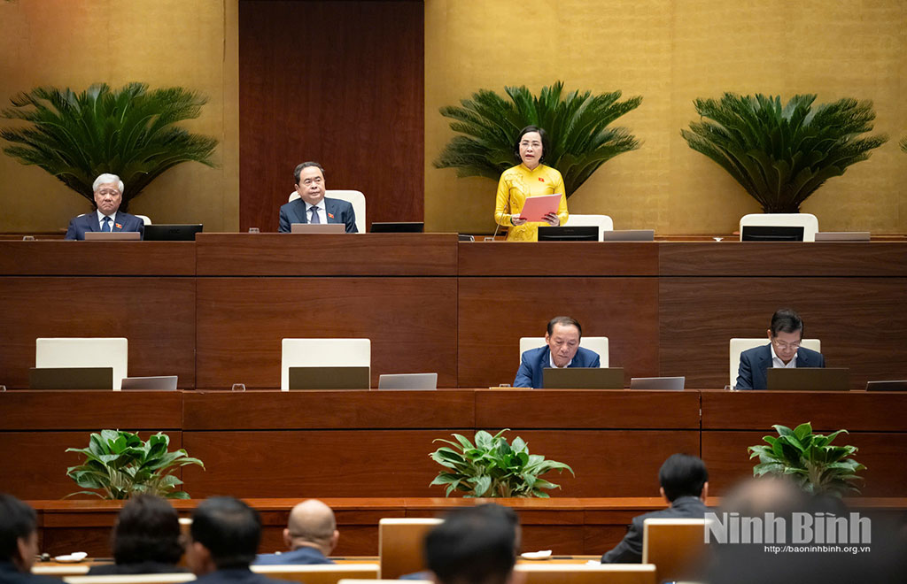 Quang cảnh phiên thảo luận tại Hội trường Diên Hồng chiều 24/11.