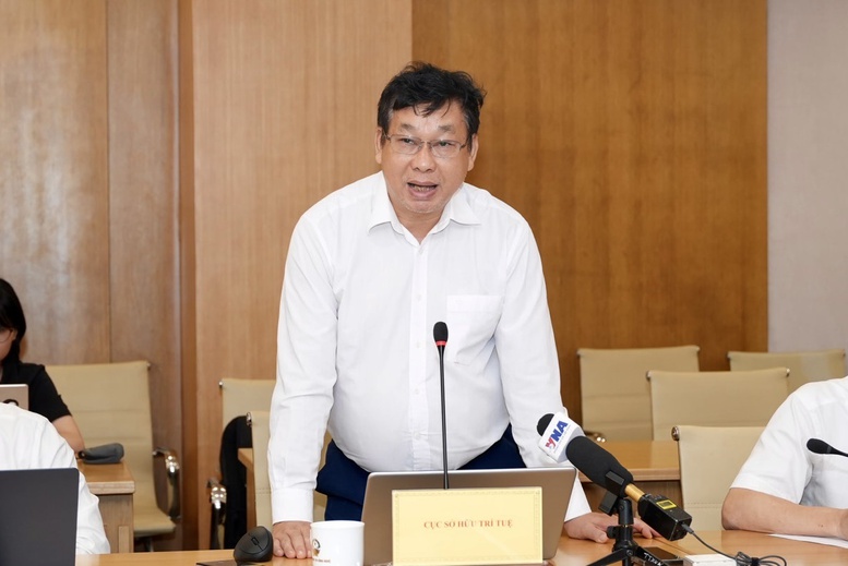Ông Trần Lê Hồng, Phó Cục trưởng Cục Sở hữu trí tuệ (Bộ KH&CN) thông tin tại họp báo. Ảnh: VGP/TG