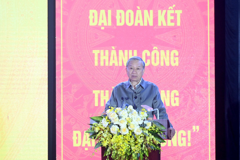 Tổng Bí thư Tô Lâm phát biểu tại ngày hội. (Ảnh ĐĂNG KHOA)