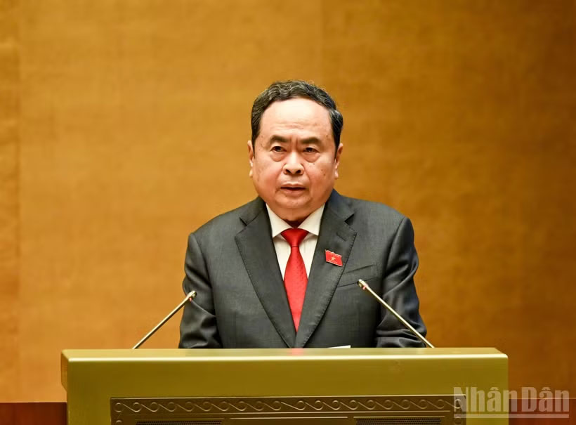 Chủ tịch Quốc hội khóa XV Trần Thanh Mẫn phát biểu khai mạc Kỳ họp thứ nhất, Quốc hội khóa XVI. (Ảnh: DUY LINH)