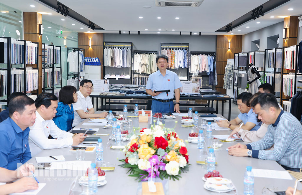 Đoàn công tác của Ủy ban Khoa học- Công nghệ và Môi trường - Quốc hội khóa XVI làm việc với Công ty cổ phần dệt nhuộm Hải Minh ( KCN Bảo Minh).