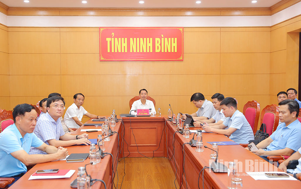 Quang cảnh hội nghị tại điểm cầu Ninh Bình.