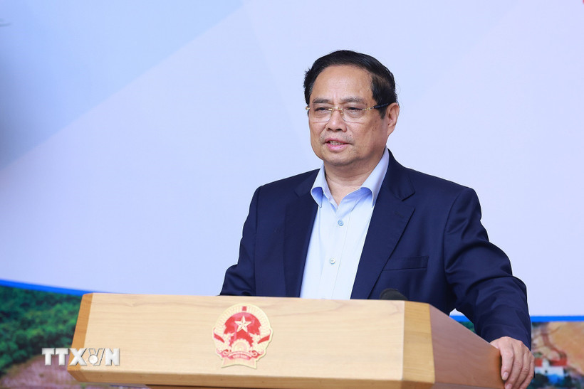 Thủ tướng Phạm Minh Chính chủ trì hội nghị. (Ảnh: TTXVN)