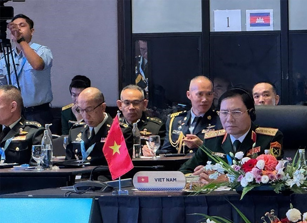 Đại tướng Nguyễn Tân Cương, Tổng Tham mưu trưởng Quân đội Nhân dân Việt Nam, tại Hội nghị ACDFM-22. (Ảnh: Viên Luyến/TTXVN)