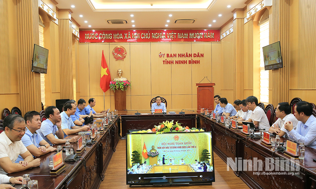 Các đại biểu dự hội nghị tại điểm cầu tỉnh Ninh Bình.