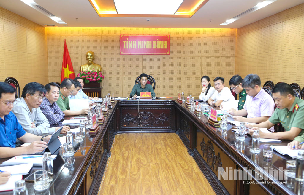 Quang cảnh hội nghị tại điểm cầu Ninh Bình.