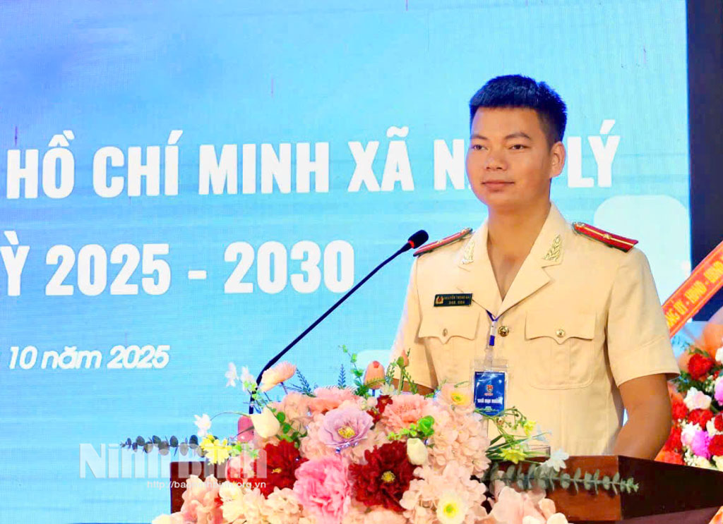 Thiếu úy Nguyễn Trọng Hải, Bí thư Chi đoàn Công an xã Nam Lý, Phó Bí thư Đoàn xã Nam Lý.