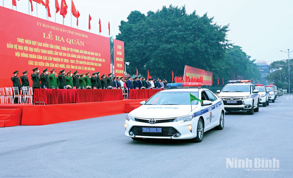Lực lượng Công an tỉnh Ninh Bình ra quân tấn công, trấn áp tội phạm, bảo đảm an ninh trật tự, bảo vệ Đại hội đại biểu toàn quốc lần thứ XIV của Đảng và các sự kiện lớn của đất nước, của tỉnh năm 2026.