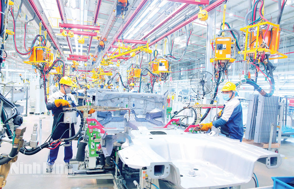 Production line at Hyundai Thanh Cong Vietnam Automobile Manufacturing Joint Stock Company.