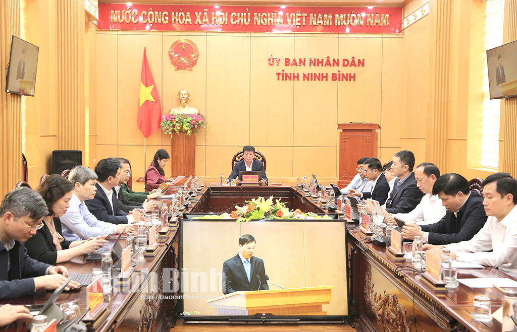 Các đại biểu dự hội nghị tại điểm cầu Ninh Bình.