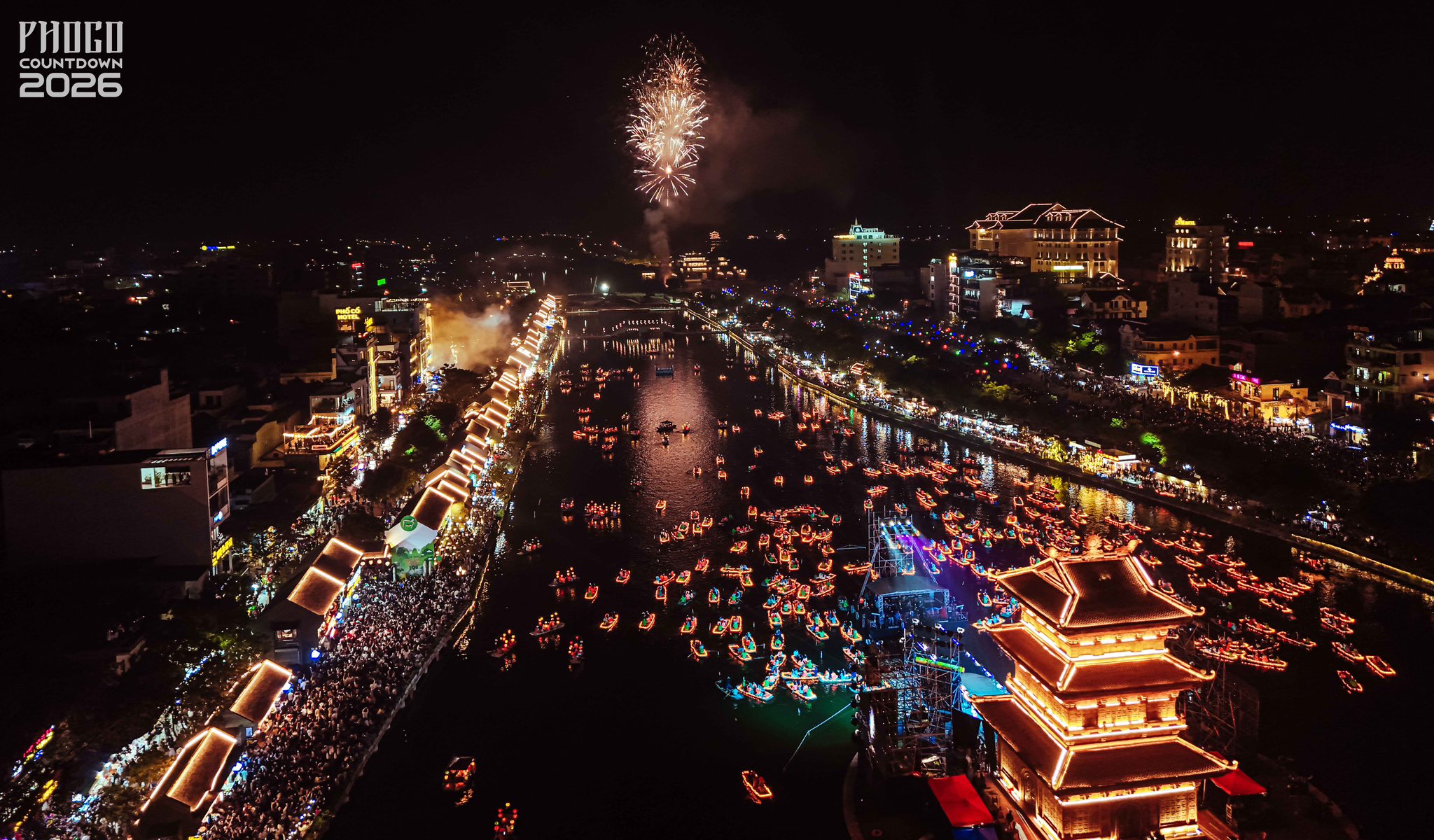 Firework display at Hoa Lu Old Quarter at New Year's Eve 2026.