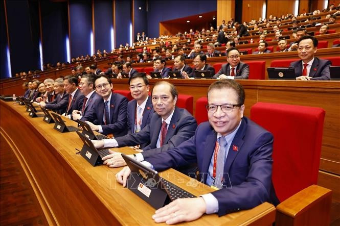 Delegates attend the 14th National Party Congress's preparatory session. (Photo: VNA)