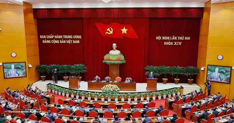 A view of the opening session of the 2nd meeting of the 14th Central Committee of the Communist Party of Viet Nam. (Photo: VNA)