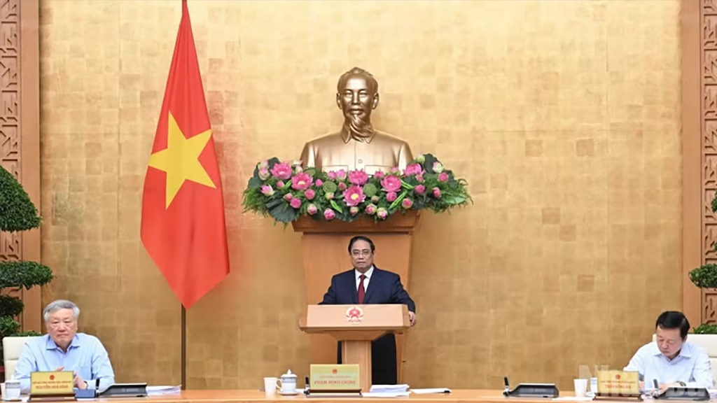 Thủ tướng Phạm Minh Chính chủ trì Hội nghị trực tuyến Chính phủ với địa phương. (Ảnh: TRẦN HẢI)