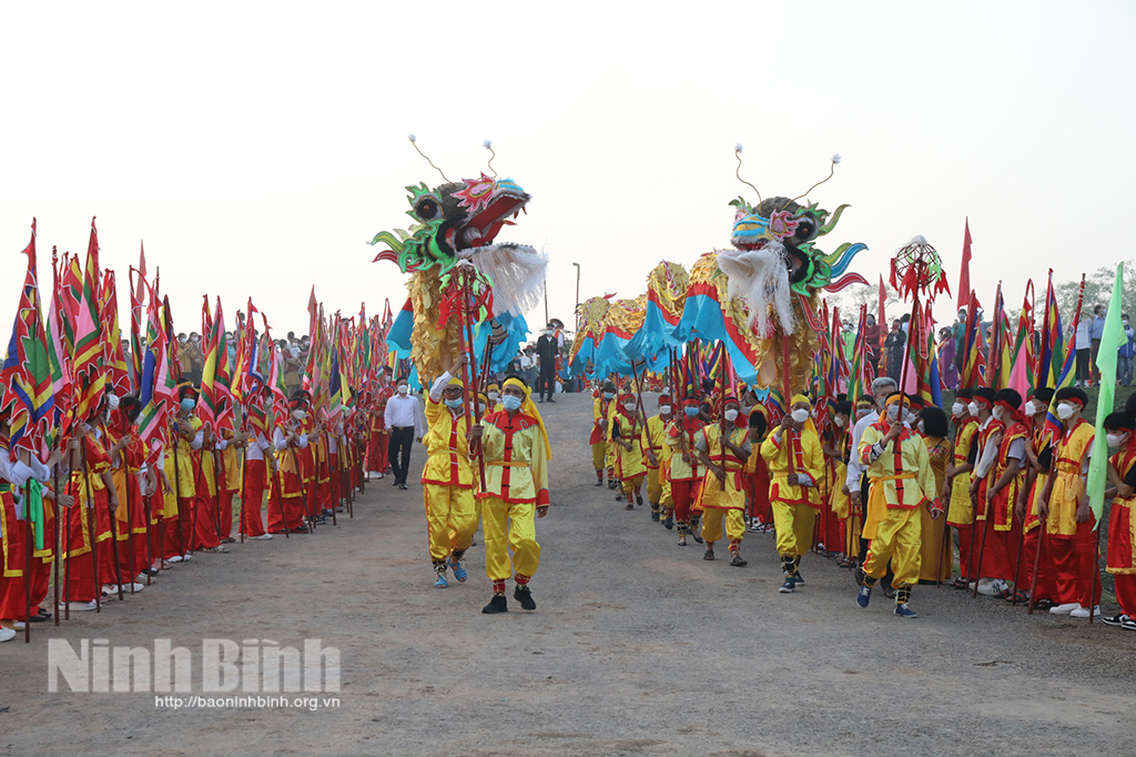 Traditional water procession held on the river in Ninh Binh.