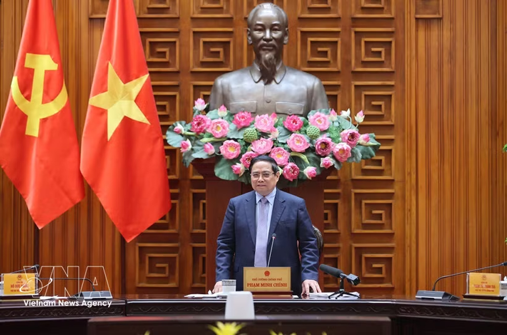 Prime Minister Pham Minh Chinh speaks at the meeting of the Government’s standing members in Hanoi on March 21. (Photo: VNA)