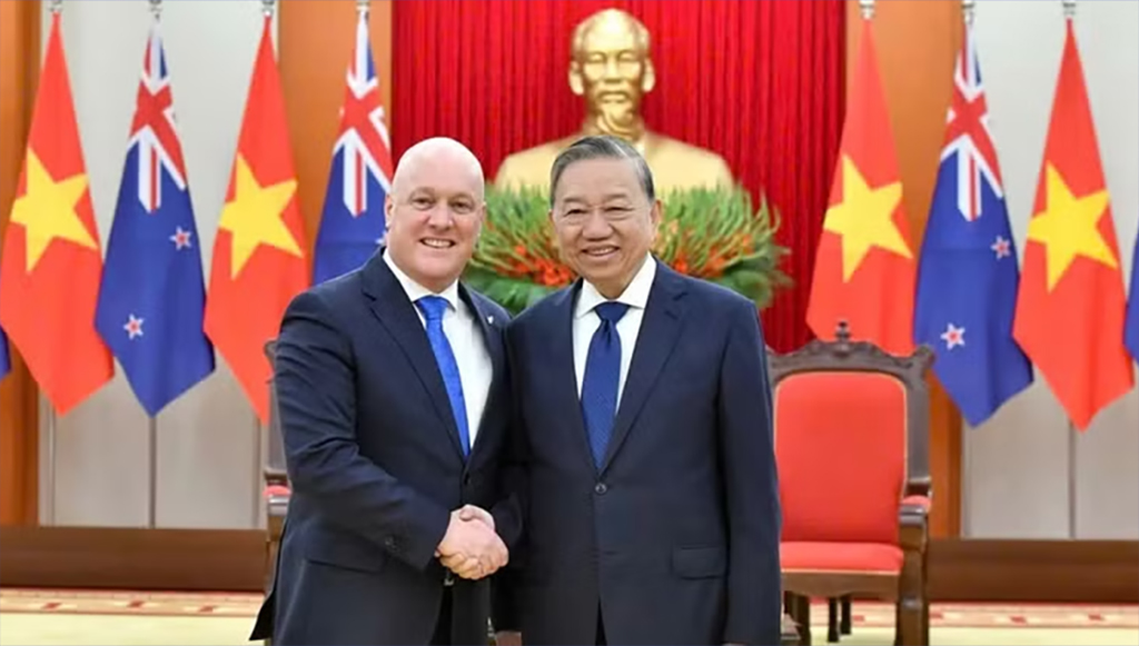 On February 26, 2025, at the Party Central Committee Headquarters, Party General Secretary To Lam receives New Zealand Prime Minister Christopher Luxon, who is on an official visit to Viet Nam and attends the second ASEAN Future Forum in Ha Noi. (Photo: DANG KHOA)