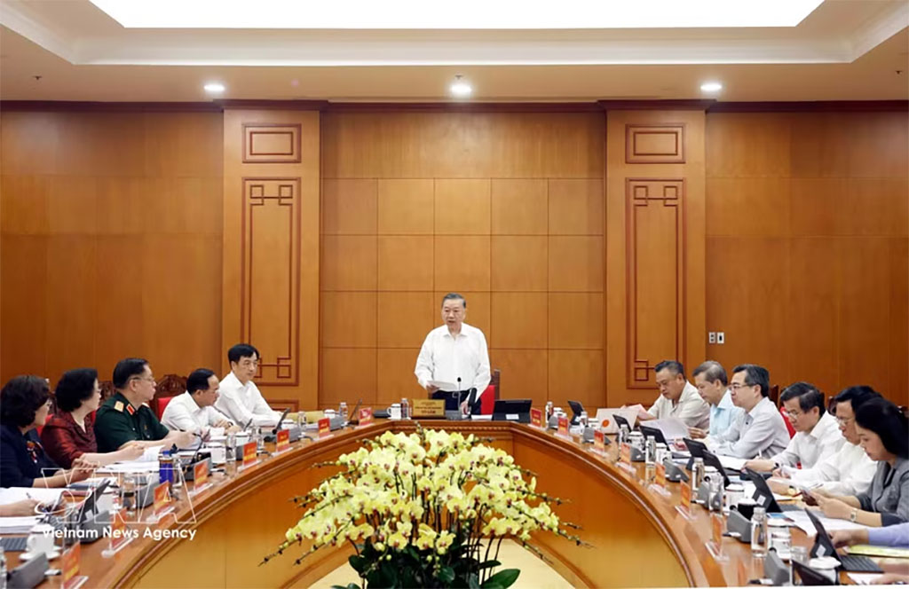 General Secretary of the Communist Party of Vietnam Central Committee and President To Lam speaks at the working session with the Party Central Committee’s Commission for Organisation on August 20. (Photo: VNA)