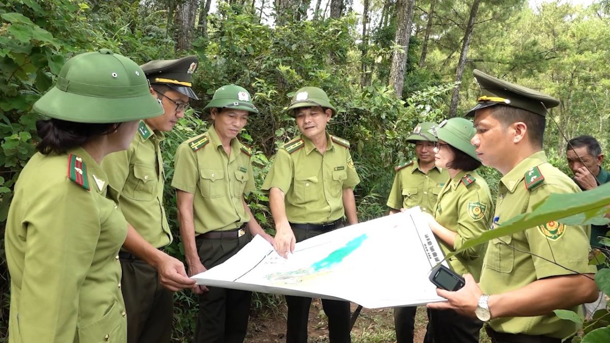 Lực lượng Kiểm lâm Ninh Bình kiểm tra phương án phòng cháy chữa cháy rừng.