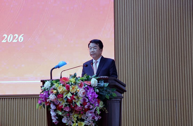 Chủ tịch UBND tỉnh Ninh Bình Nguyễn Thanh Bình phát biểu nhận nhiệm vụ. (Ảnh: TTXVN)