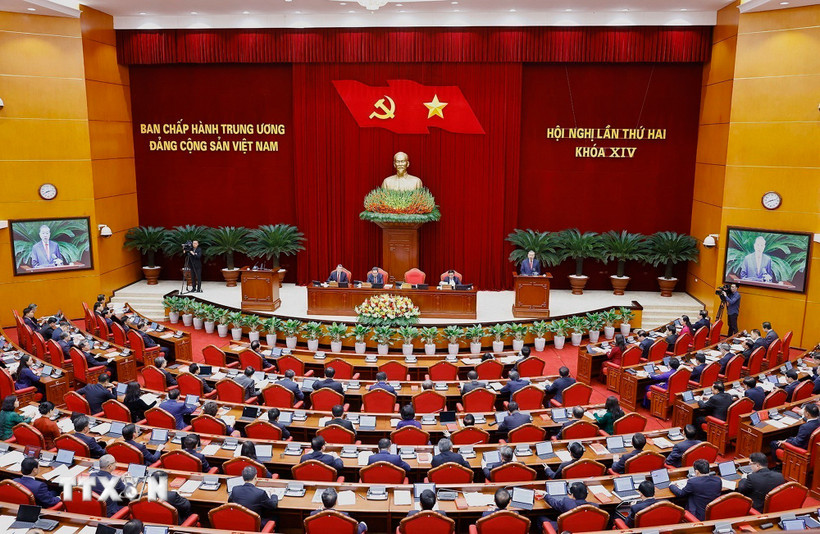 Tổng Bí thư Tô Lâm phát biểu khai mạc Hội nghị lần thứ hai Ban Chấp hành Trung ương Đảng khóa XIV. (Ảnh: Doãn Tấn/TTXVN)