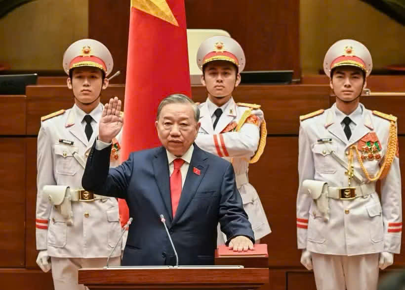 Tổng Bí thư, Chủ tịch nước Cộng hòa xã hội chủ nghĩa Việt Nam Tô Lâm tuyên thệ nhậm chức. (Ảnh: THỦY NGUYÊN)