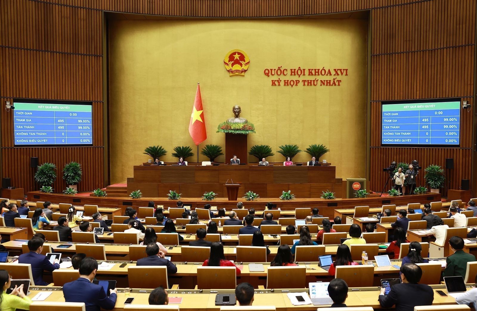 Ngày 7/4, Quốc hội biểu quyết thông qua dự thảo Nghị quyết bầu Tổng Bí thư Tô Lâm, đại biểu Quốc hội khóa XVI, làm Chủ tịch nước nhiệm kỳ 2026 - 2031. Ảnh: Dương Giang/TTXVN