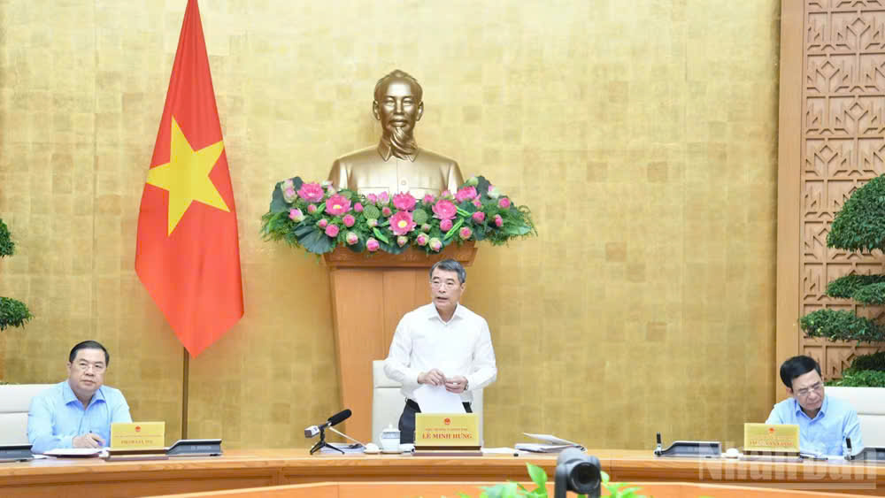 Thủ tướng Lê Minh Hưng chủ trì cuộc họp của Thường trực Đảng ủy Chính phủ và Thường trực Chính phủ. (Ảnh: THANH GIANG)