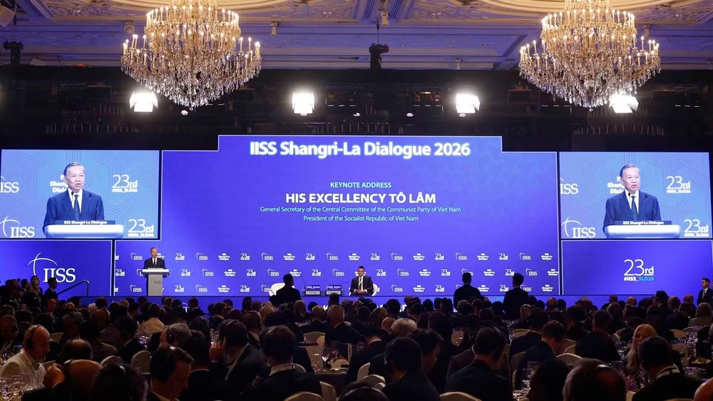Tổng Bí thư, Chủ tịch nước Tô Lâm phát biểu dẫn đề tại Đối thoại Shangri-La lần thứ 23. (Ảnh: TTXVN)