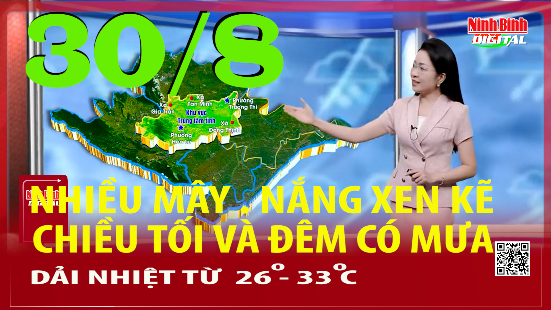 Dự báo thời tiết Ninh Bình 30/8